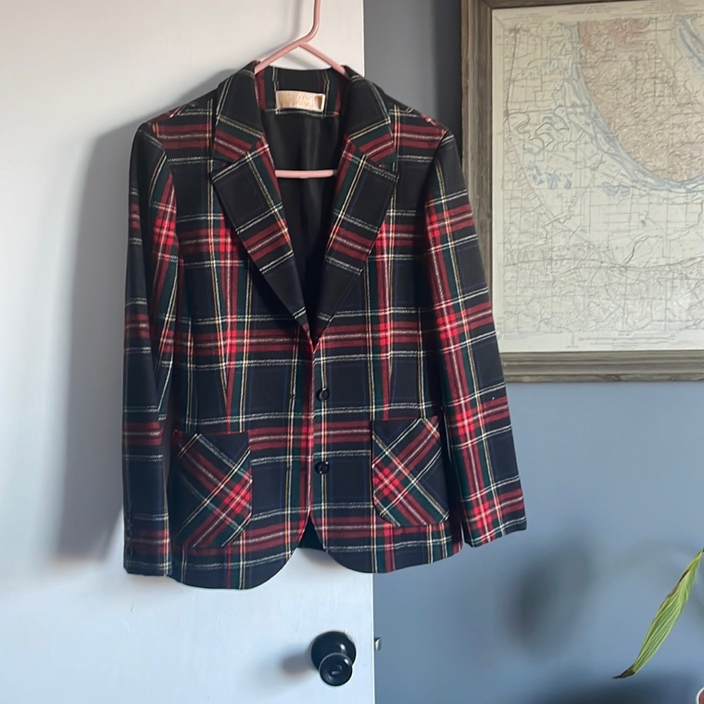 Pendleton wool plaid blazer